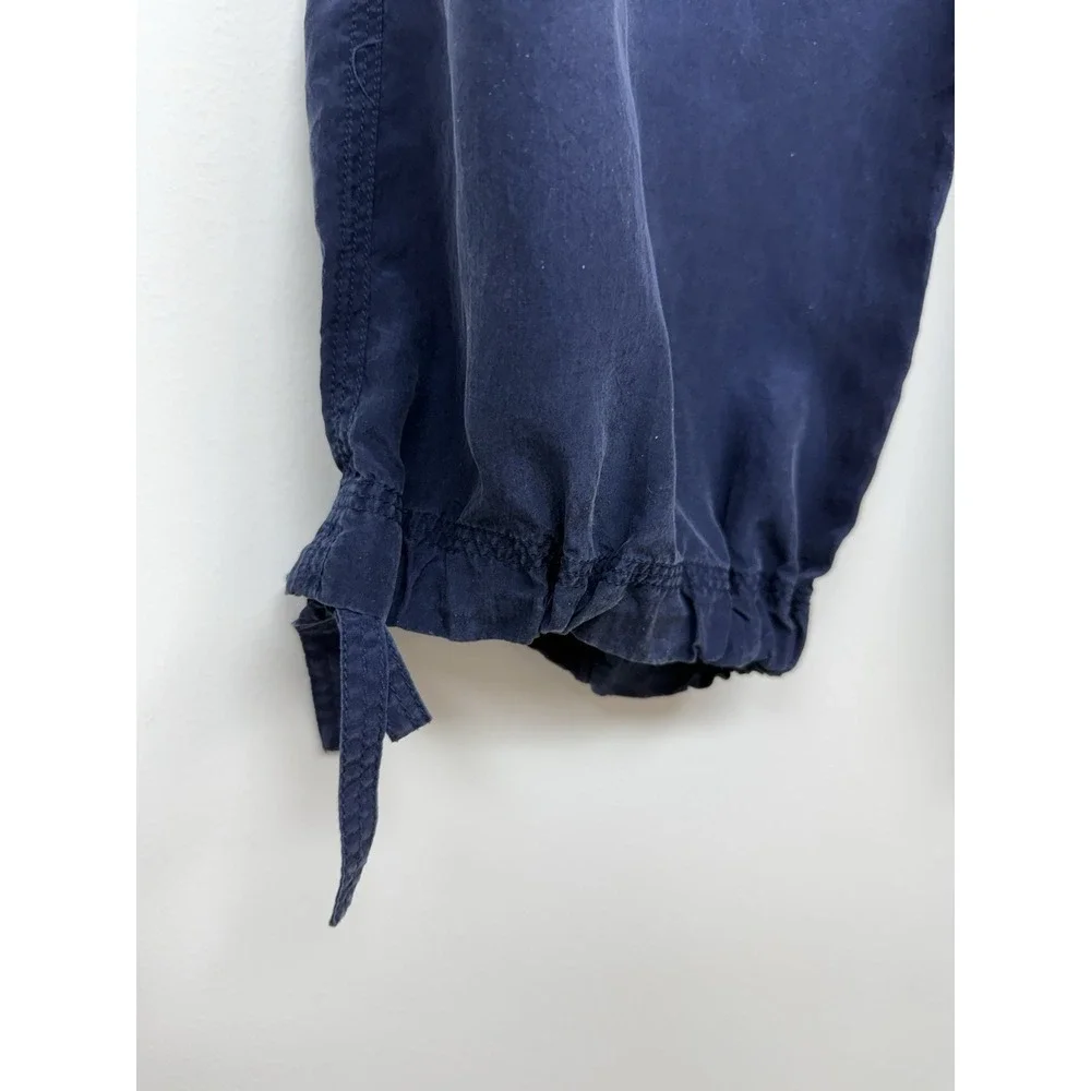 Tommy Bahama Navy Blue 100% Silk Relaxed Fit Loose Mid-rise Jogger Pants Sz XXS